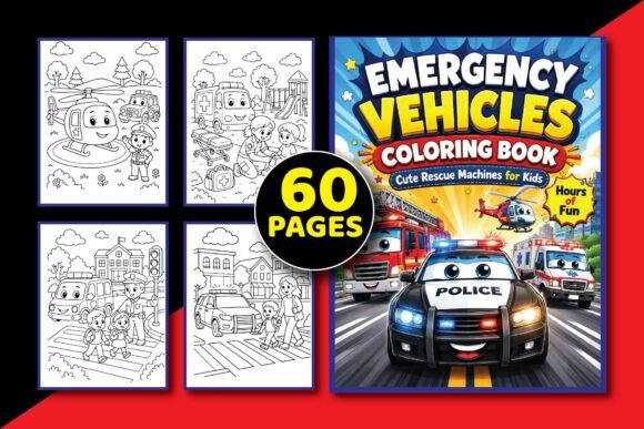 Preview of Emergency Vehicles Coloring Book for Kid coloring pages for kids