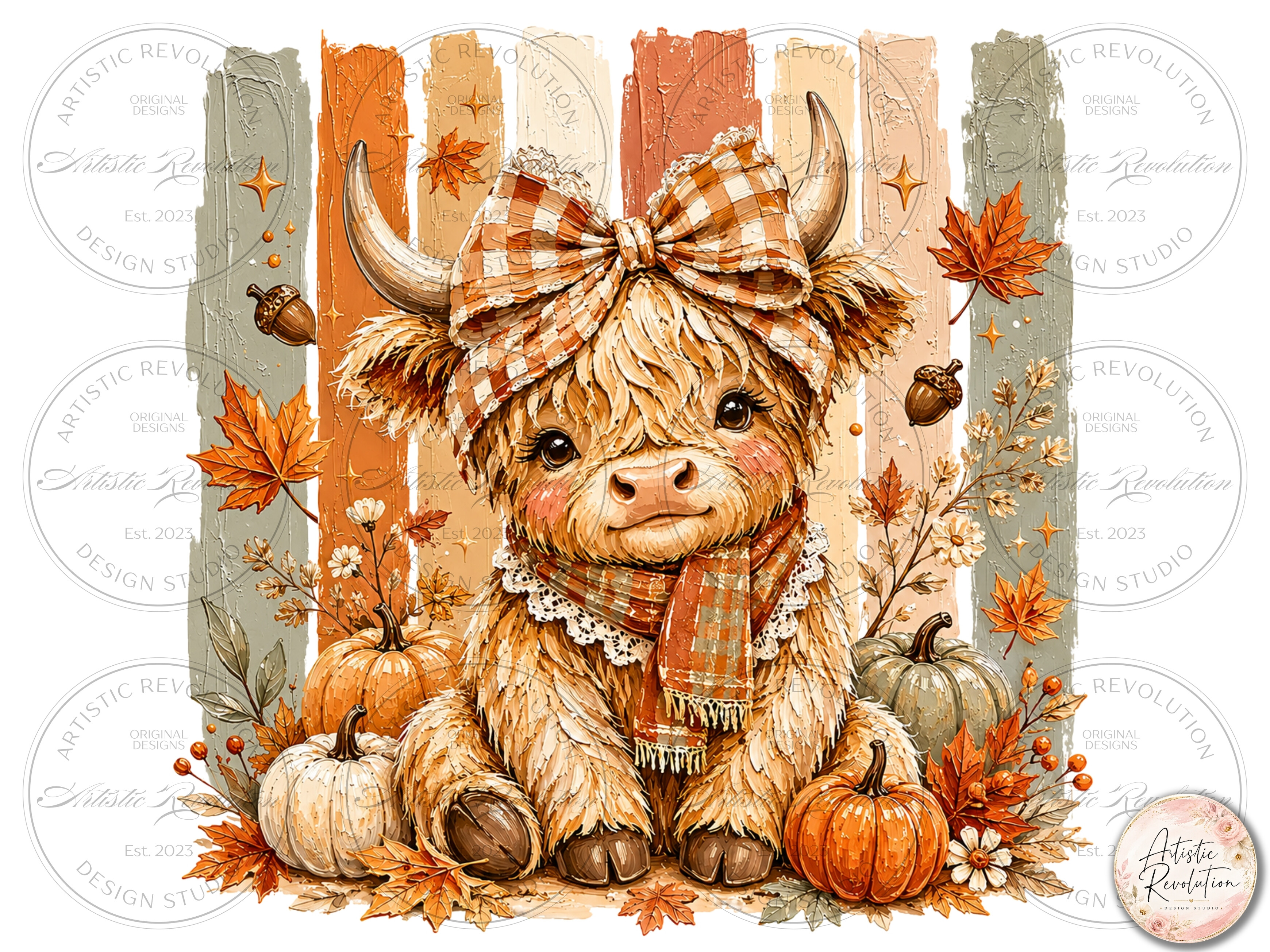 Fall Highland Cow PNG Coquette Fall Png