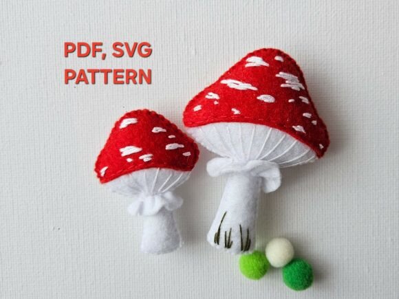 Felt Mushroom PDF SVG Pattern
