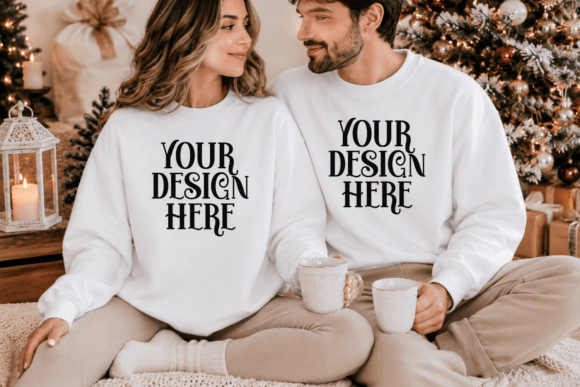 Gildan 18000 Couple Christmas Mockup
