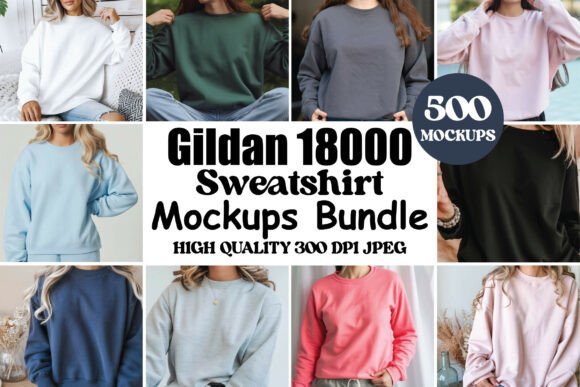 Gildan 18000 Sweatshirt Mockup Bundle