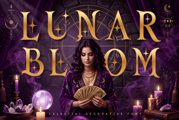 Preview specimen of Lunar Bloom decorative font