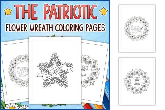Patriotic Flower Wreath Coloring Pages