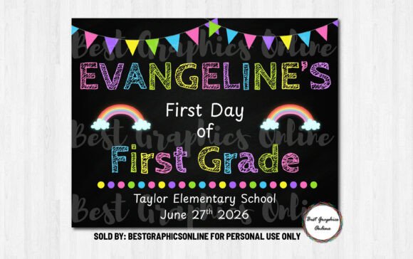 Rainbow First Day of School Sign Canva
