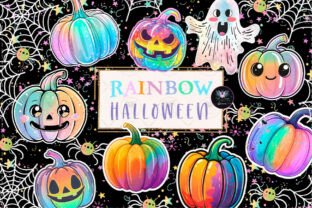 Rainbow Halloween Pumpkin Clipart Graphic by BigCakeBee · Creative Fabrica