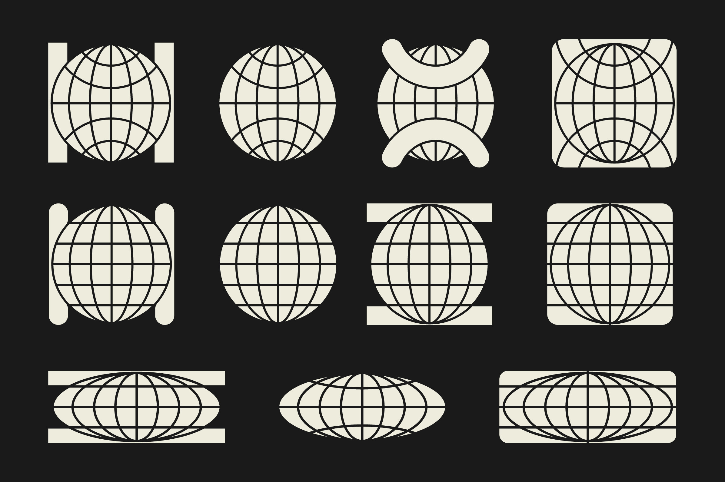 Set of Futuristic Globe Element Design