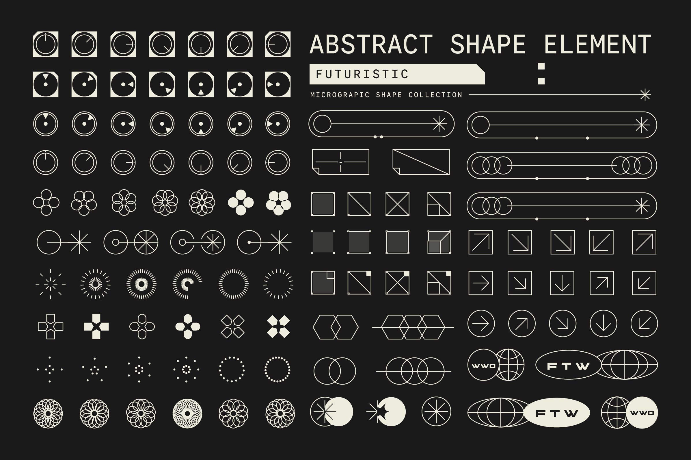 Set of Futuristic Shape Element Design