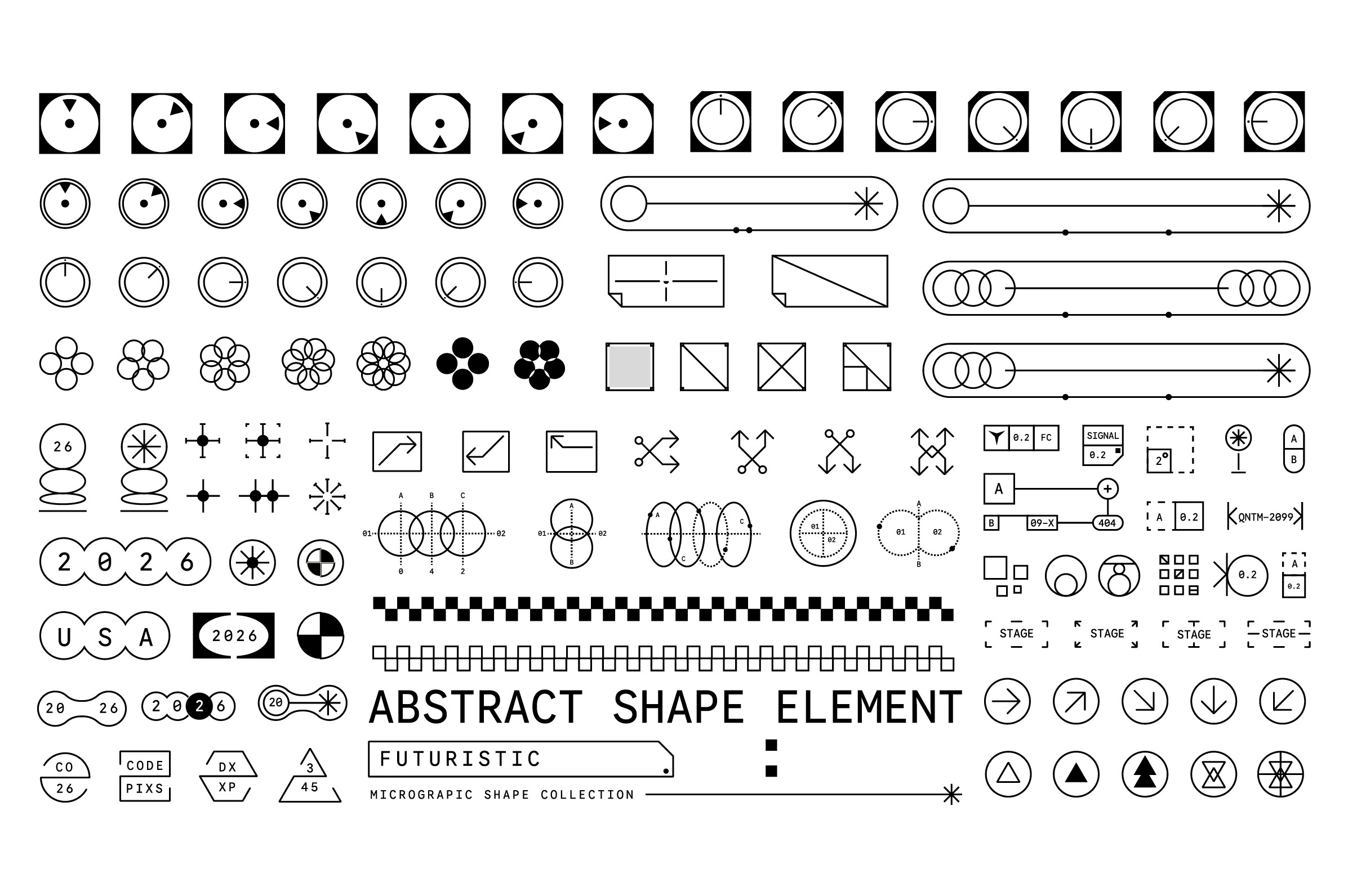 Set of Futuristic Shape Element Design