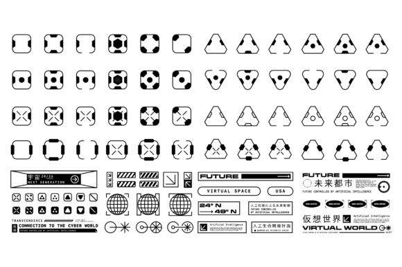 Set of Futuristic Shape Element Design