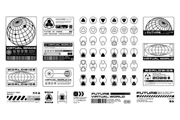 Set of Futuristic Shape Element Design