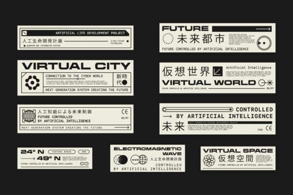 Set of Micrographic Label Element Design