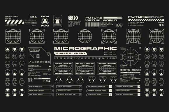 Set of Micrographic Label Element Design