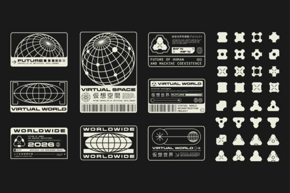 Set of Micrographic Shape Element Design