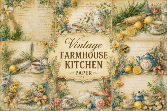 Preview of Vintage Farmhouse Kitchen Paper
