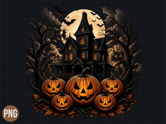 Vintage Halloween House PNG T-Shirt