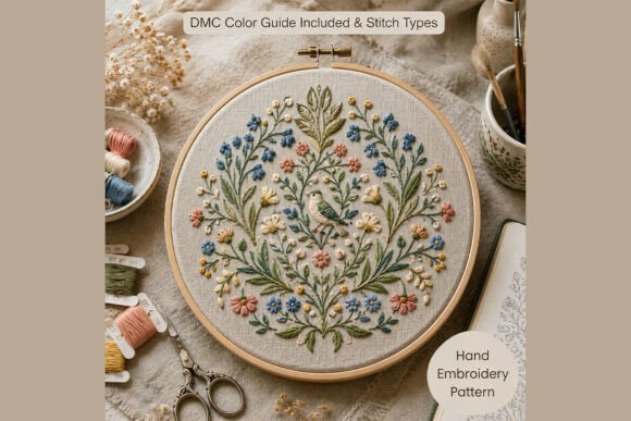 Wildflower Bird Hand Embroidery Pattern