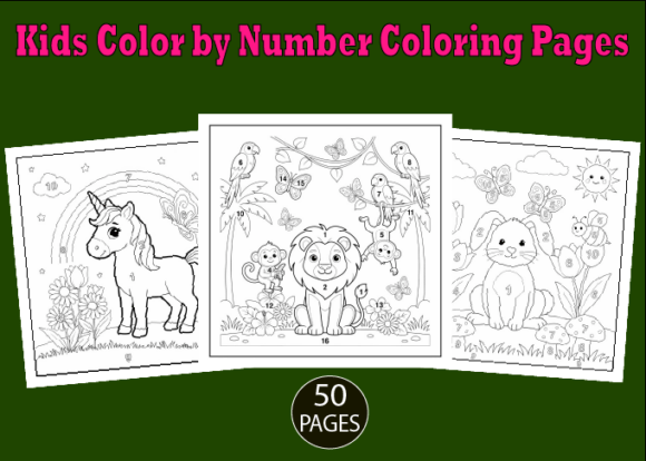 50 Kids Color by Number Coloring Pages