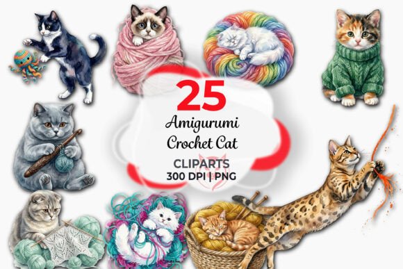Amigurumi Crochet Cat Clipart