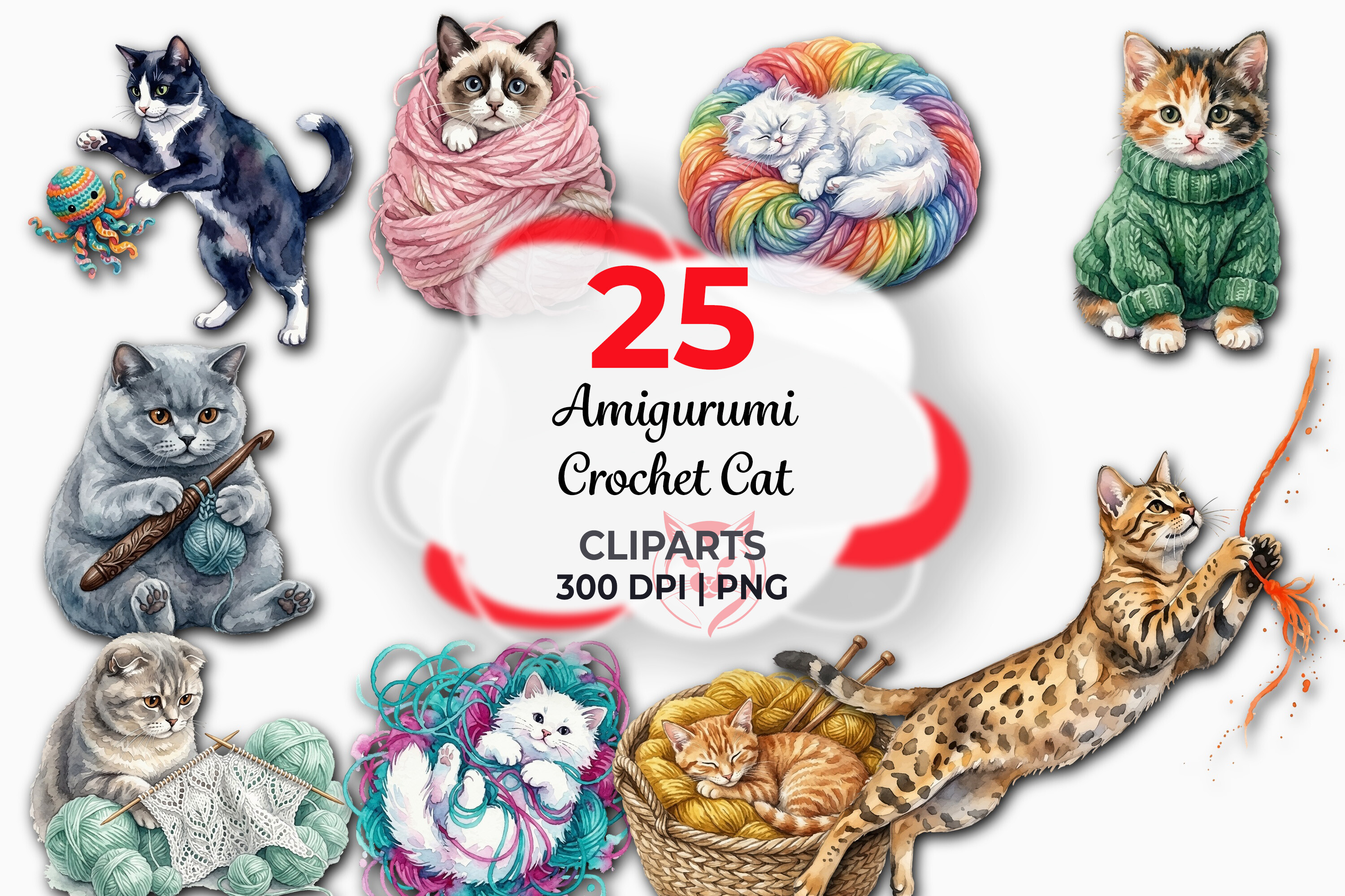 Amigurumi Crochet Cat Clipart