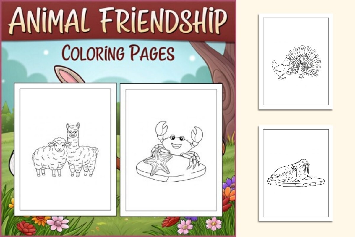 Animal Friendship Coloring Pages