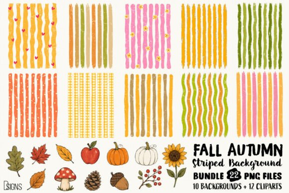 Autumn Fall Striped Background Bundle