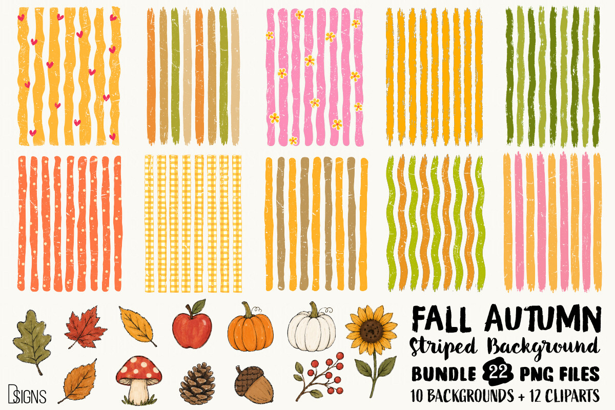 Autumn Fall Striped Background Bundle