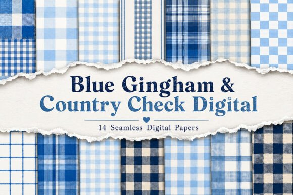 Blue Gingham & Country Check Digital
