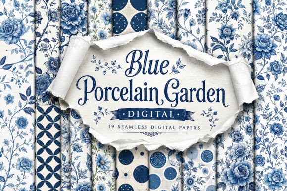 Blue Porcelain Garden – Digital Seamless