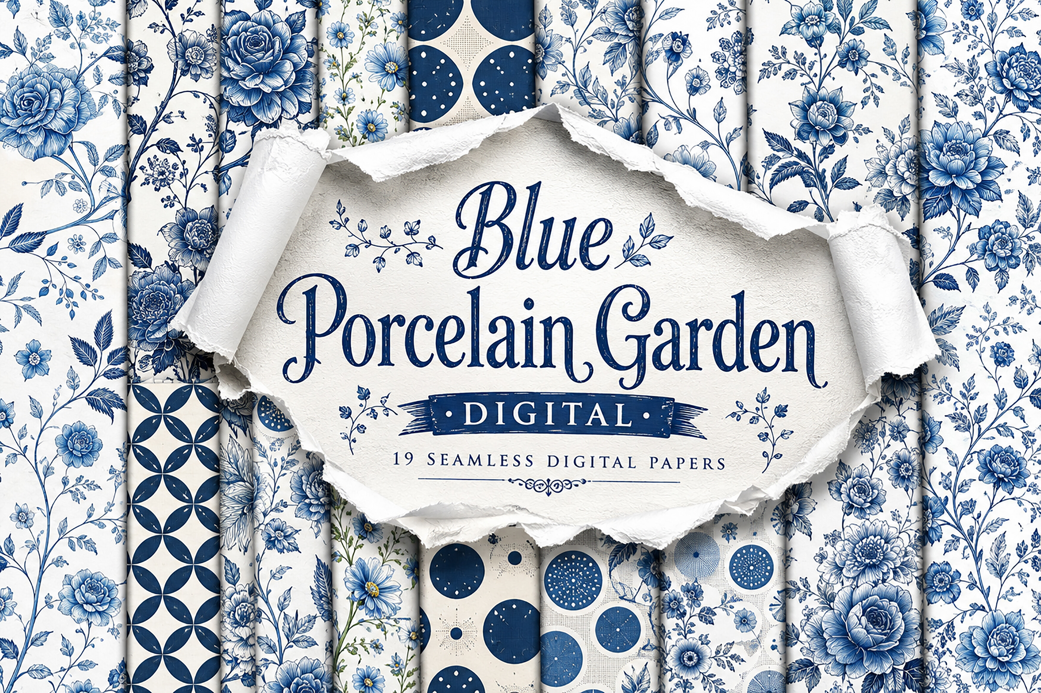 Blue Porcelain Garden – Digital Seamless