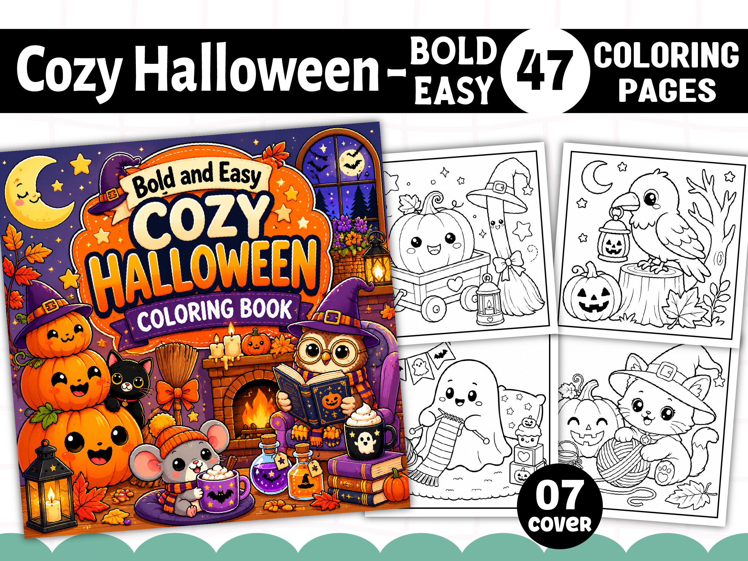 Bold Easy Cozy Halloween Coloring Book