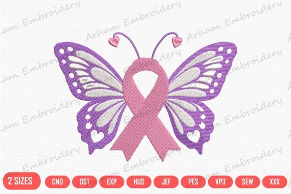 Butterfly Breast Cancer Awareness Ribbon