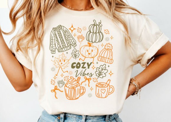 Cozy Vibes Doodle Hand Drawn Pumpkin PNG
