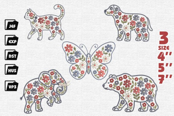 Floral Animal Embroidery Bundle