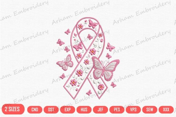 Floral Breast Cancer Awareness Ribbon