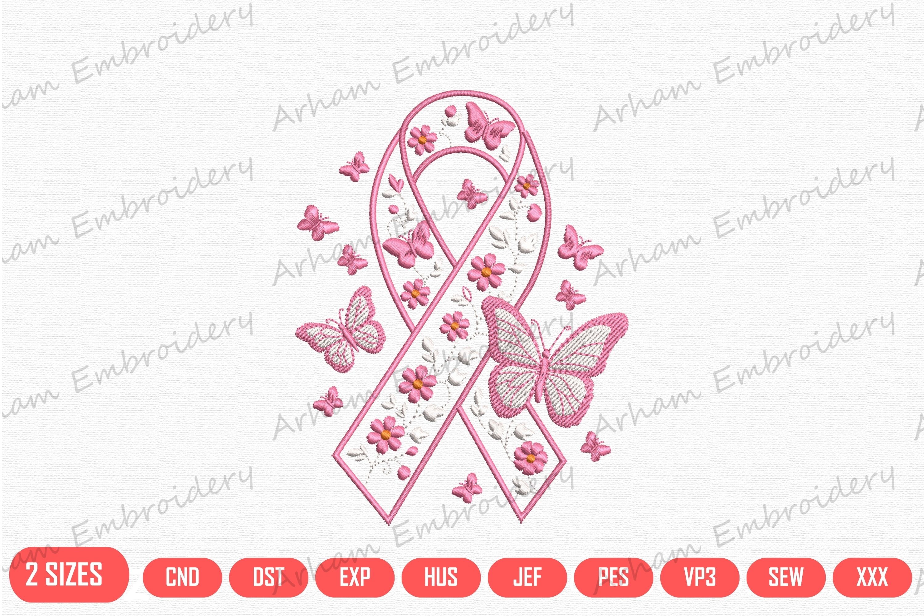 Floral Breast Cancer Awareness Ribbon