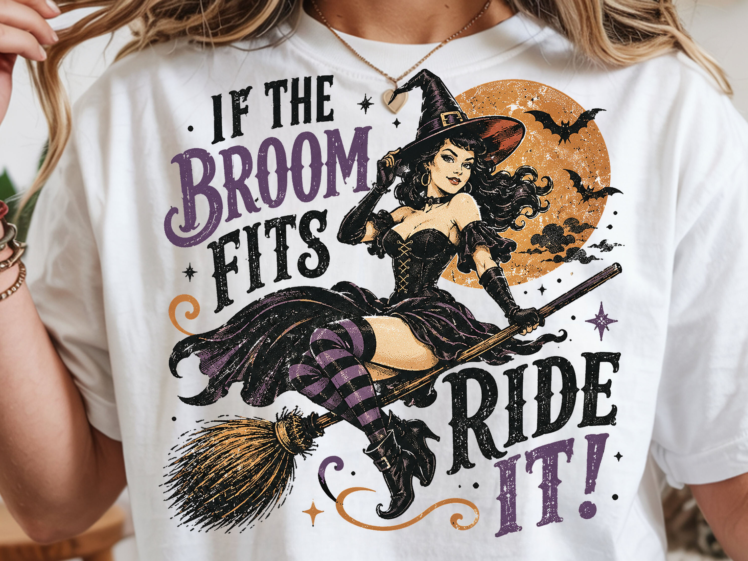 Funny Halloween Retro Witch — Halloween PNG design preview