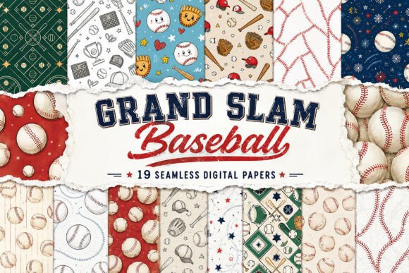 Grand Slam Baseball Digital Paper