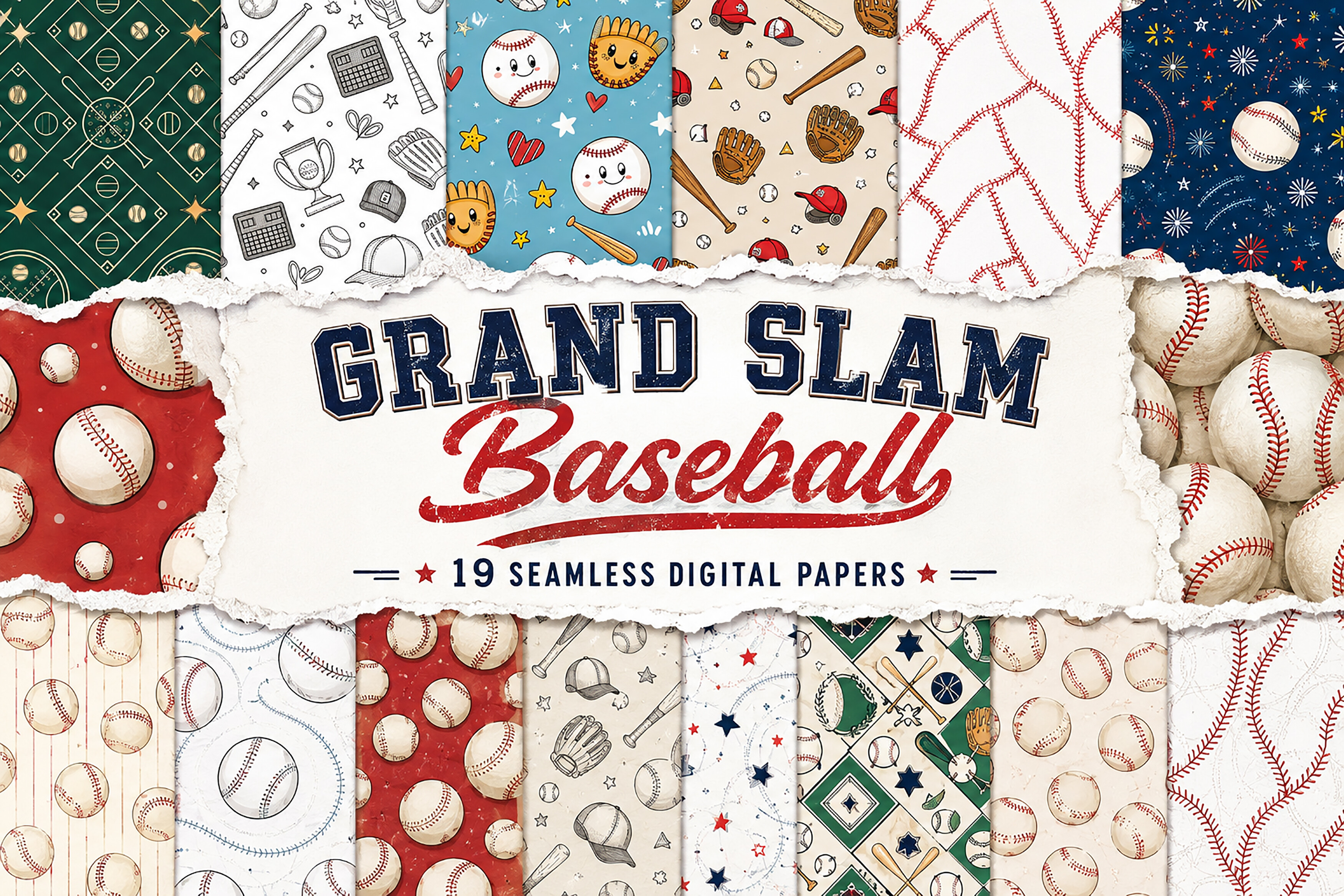 Grand Slam Baseball Digital Paper