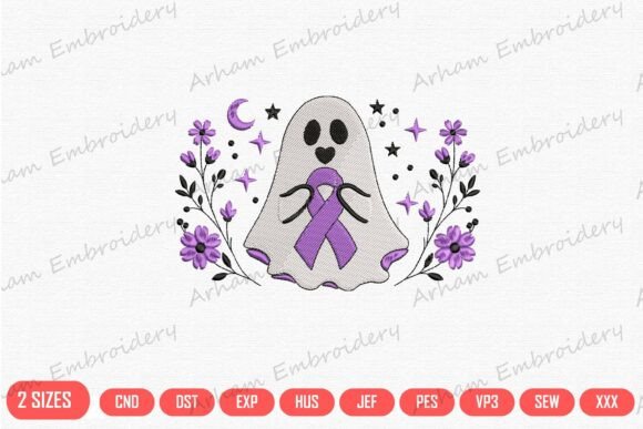 Halloween Ghost Purple Awareness Ribbon