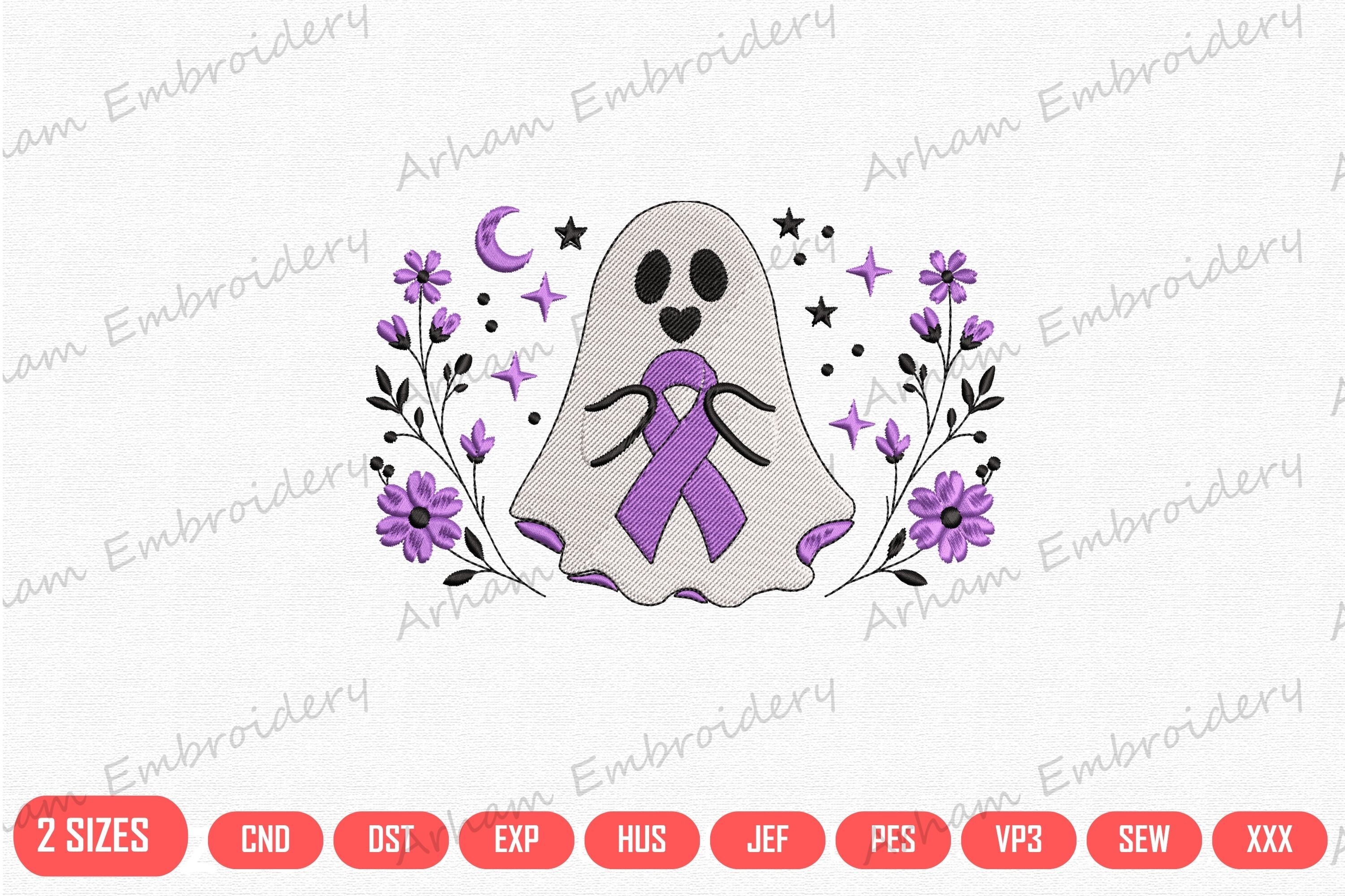 Halloween Ghost Purple Awareness Ribbon