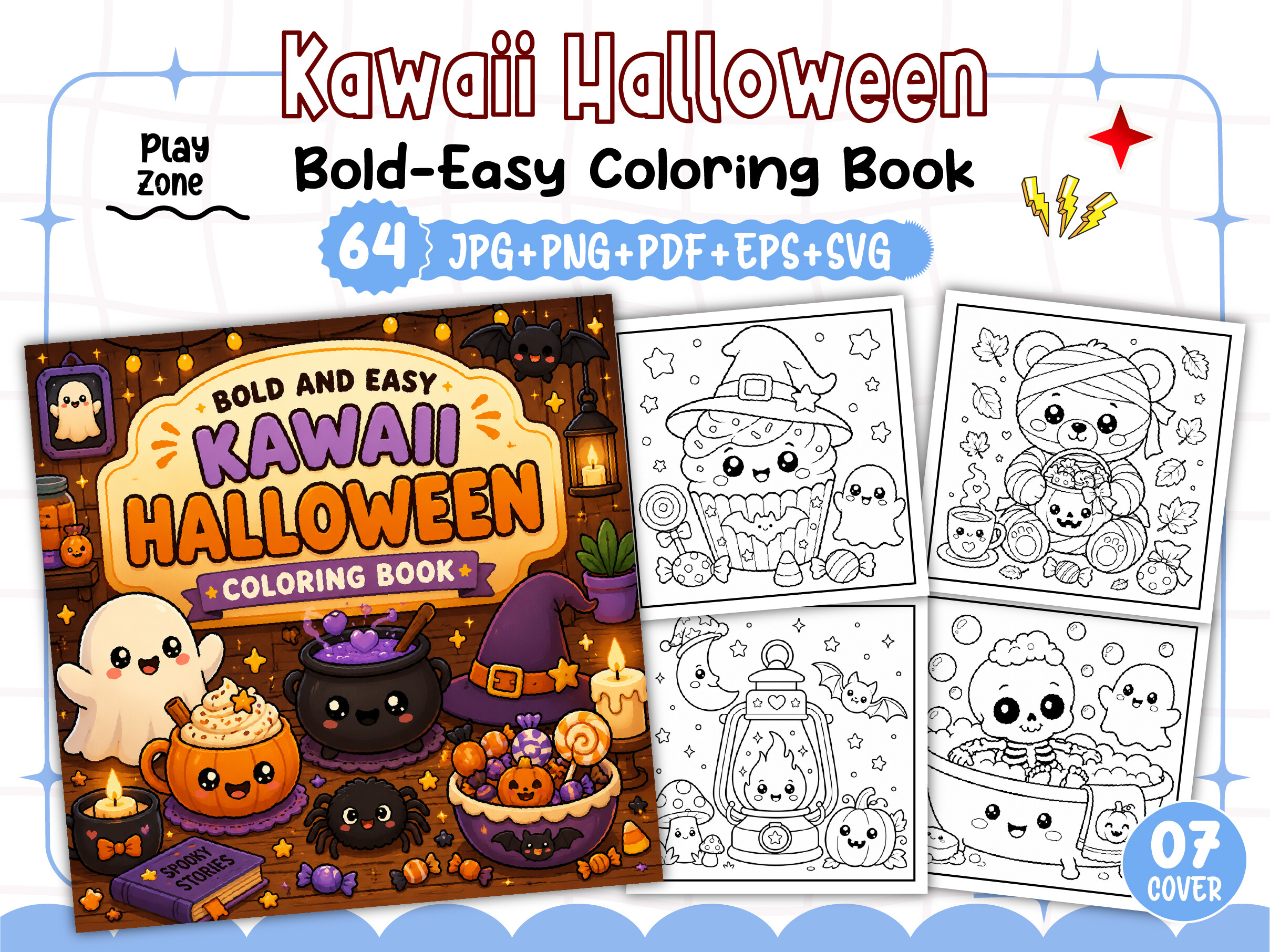 Kawaii Halloween Coloring Book Bold Easy