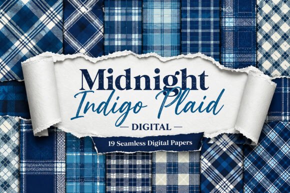 Midnight Indigo Plaid — Digital Papers