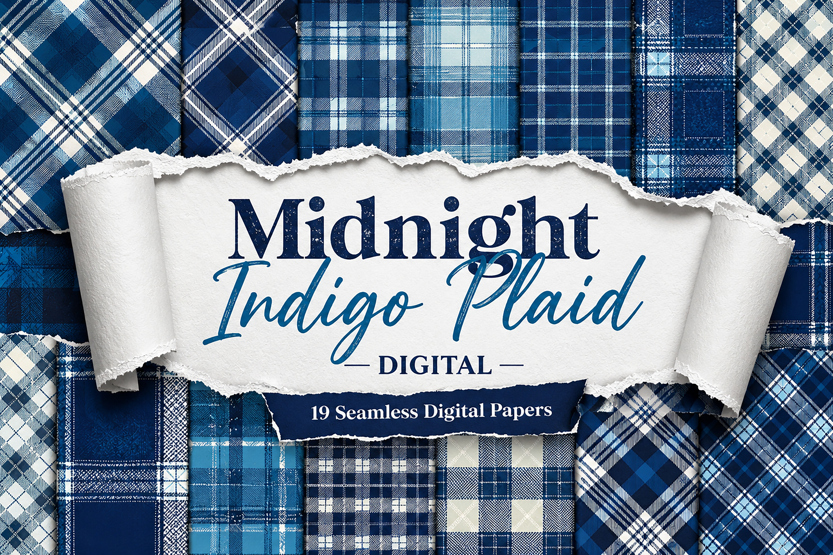 Midnight Indigo Plaid — Digital Papers