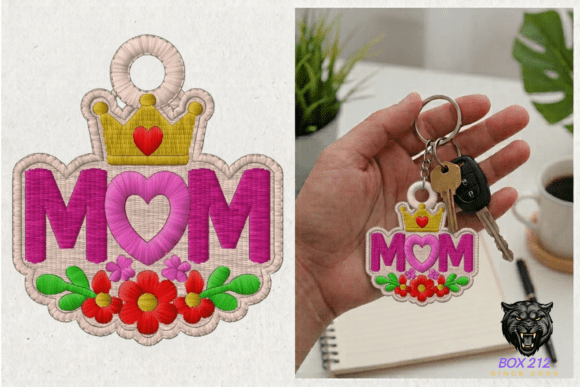 Mom Keychain Embroidery Design