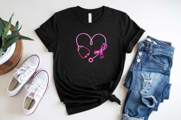 Pink Ribbon and Stethoscope Heart