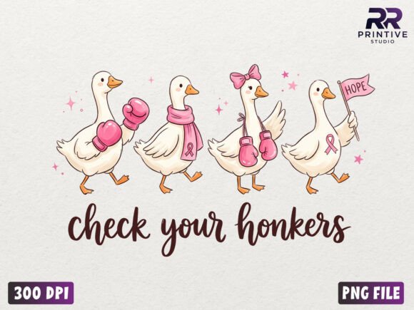 Preppy Breast Cancer Awareness Goose PNG