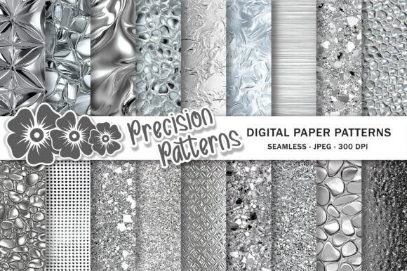 Preview of Silver Metallic Foil Silver Digital Pape