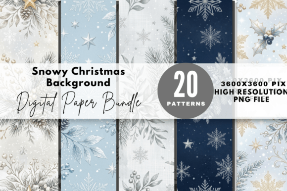 Snowy Christmas Background Papers Bundle