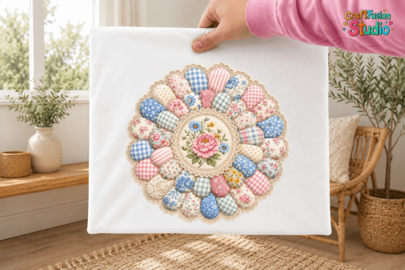 Vintage Floral Patchwork Coaster PNG