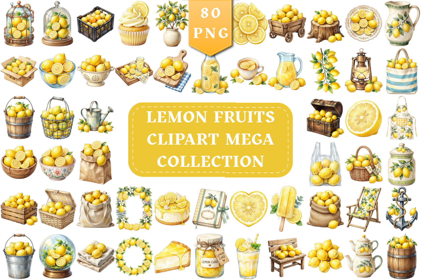 Lemon Fruits Clipart Mega Collection